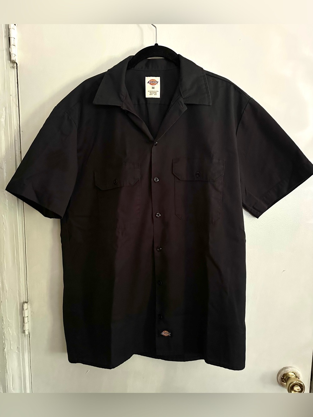 Dickies Work Shirt Black Short Sleeve Men’s Med Button Front Uniform
